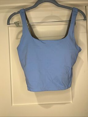 Nani Women's Square Neck Light Blue Tank Crop Top medium